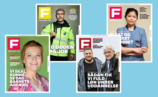 Forsider af alle 4 udgaver af Fagbladet FOA nr. 3/2023
