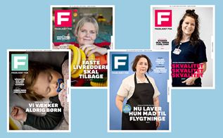Forsider af alle 4 versioner af Fagbladet FOA nr. 3/2022