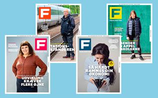 Forsiderne af alle 4 versioner af det trykte Fagbladet FOA nr. 4/2022